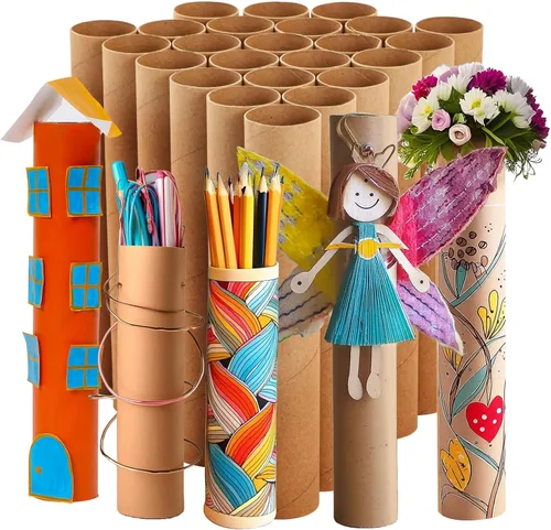 Miniatura 5 de Bright Creations Tubos de cartón marrón, rollos de toallas de papel para manualidades y proyectos de bricolaje, suministros de arte para el aula