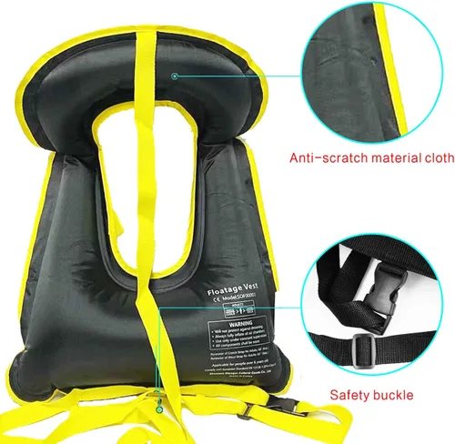 Miniatura 4 de Chaleco de esnórquel para adultos, chaleco de natación inflable para mujeres/hombres, chalecos de natación para kayak, remo, pesca, surf, esnórquel