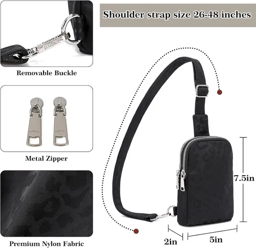 Miniatura 4 de INICAT Bolsos cruzados pequeños de nailon para mujer, bolsa de 1 litro para hombre, bolsa de hombro, riñonera, artículos esenciales de viaje