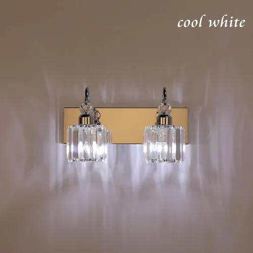 Miniatura 6 de Ralbay Moderna lámpara de tocador de baño, accesorio de pared de cristal de 2 luces para baño Cromo redondo