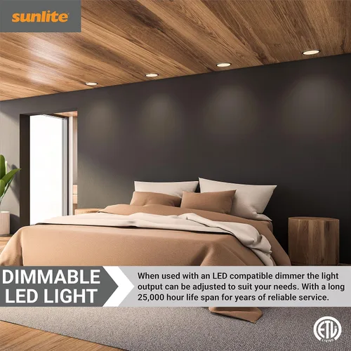 Miniatura 5 de Sunlite Foco LED PAR16 empotrable de cuello largo, 7 vatios, (reemplazo halógeno de 75 W), 500 lúmenes, base mediana (E26), regulable, certificación
