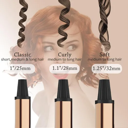 Miniatura 4 de Rizador de cerámica de 1 pulgada de largo, rizador de varilla de cerámica de hasta 450 °F para cabello largo, ondas pequeñas, doble voltaje