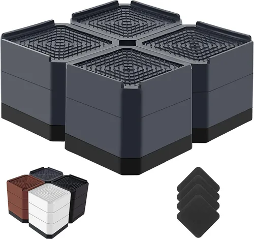 Miniatura 25 de Elevadores de cama resistentes, bloques elevadores de muebles ajustables de 1.5, 3, 4.3 pulgadas para patas de sofá, mesa, escritorio, refrigerador