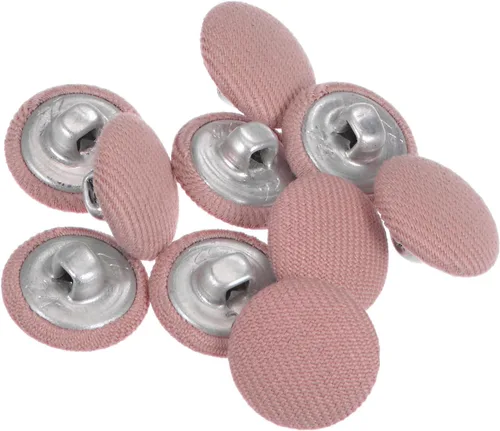 Miniatura 58 de HARFINGTON 10 botones de tela de 24L cubiertos de tela de 0.59 pulgadas, vástago de metal, botones de costura redondos para trajes, blusas de Azul