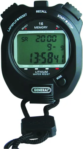 Miniatura 10 de General Tools Temporizador deportivo SW269, cronómetro con reloj, negro