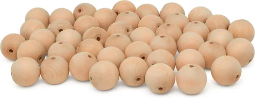 Miniatura 21 de Perlas de madera grandes para manualidades - Paquete de 12 perlas de 32 mm con agujero de 1-1/4 x 3/8 pulgadas, perlas de madera grandes con Paquete
