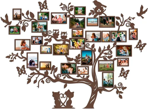 Miniatura 10 de JustLikeWood Calcomanía de pared grande de madera para árbol genealógico de 122 x 90.55 pulgadas con marco, gran familia, decoración del hogar