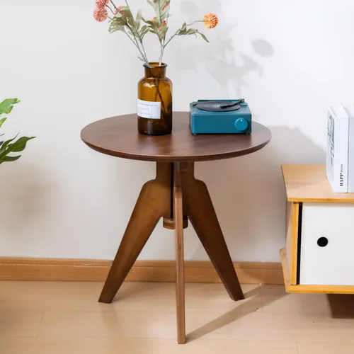 Miniatura 5 de Maydear Mesa auxiliar redonda de bambú, mesa de centro pequeña para sala de estar, dormitorio u oficina, fácil montaje, diseño de 3 patas