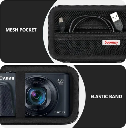 Miniatura 6 de Estuche de transporte rígido para Canon PowerShot SX740 HS/ SX730 HS/ SX720 HS/ SX620 HS/ G7 X Mark III/ G7 X Mark II cámara digital, bolsa de viaje