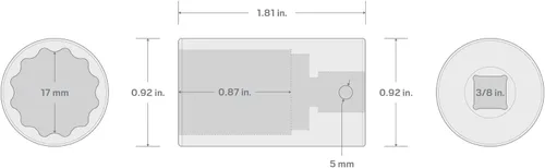 Miniatura 15 de TEKTON Encastre de 3/8 pulgadas x 0.669 in Zócalo de impacto de 12 puntos poco profundo SID12317