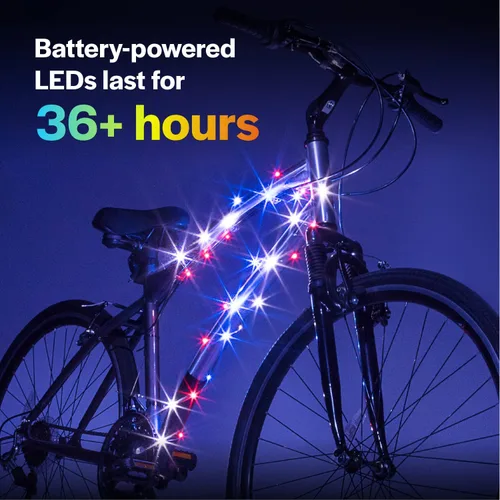 Miniatura 5 de Brightz CosmicBrightz - Cuerda de luz LED para marco de bicicleta, cuerda de 6.5 pies, funciona con pilas con interruptor de encendido/apagado