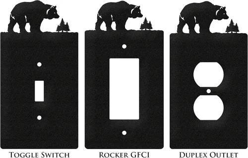 Miniatura 2 de SWEN Products Bear Wildlife - Placa de pared (interruptor simple, negro)