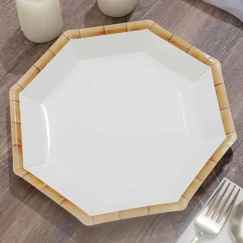 Miniatura 13 de Efavormart - Paquete de 25 platos de papel decagonal iridiscentes de 7.5 pulgadas, platos de postre geométricos resistentes de 300 GSM para Tipo 3