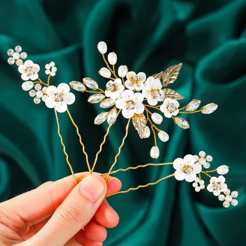 Miniatura 8 de GORAIS Accesorios para el cabello de boda, horquillas para el cabello, perlas nupciales, piezas para el cabello para novias y mujeres