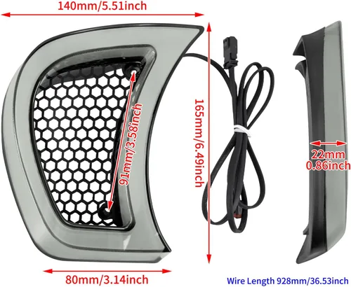 Miniatura 6 de Accesorios de ventilación para faro de motocicleta, intermitentes, indicador LED, luces laterales para Harley Road Glide FLTRX 2015-2023