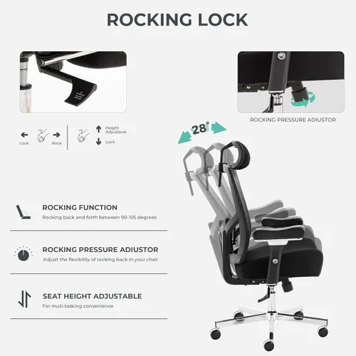 Miniatura 6 de Big and Tall Office Chair 700lbs with Ergonomic W Wide Thick Seat Cushion, Oversized Mesh Desk Chair with Adjustable Lumbar for Heavy People