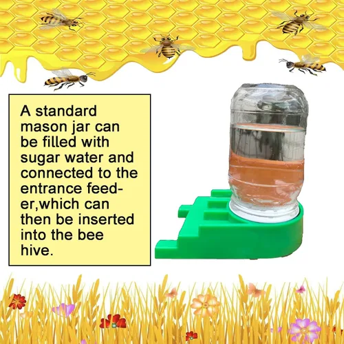 Miniatura 5 de Paquete de 4 alimentadores de entrada de abejas, equipo de apicultura para alimentar tarros Mason para agua de jarabe de azúcar
