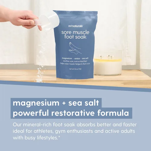 Miniatura 6 de M3 - Remojo muscular para pies doloridos, 16 onzas, relajante y exfoliante, baño de sal marina de magnesio para pies cansados, irritados