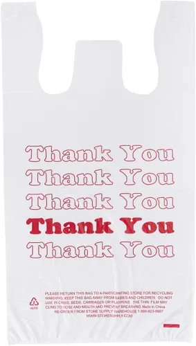 SSWBasics Bolsas de agradecimiento blancas de 1000 – 11 ½ x 6 x 21 pulgadas – Grosor 0.48 mil HDPE – Tamaño estándar de supermercado, perfecto para
