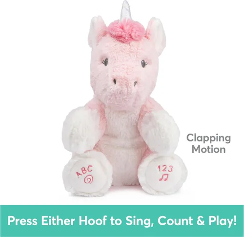 Miniatura 4 de GUND Baby Alora The Unicorn - Juguete sensorial animado de peluche, canta canción ABC y 123 canciones contando, rosa, 11 pulgadas