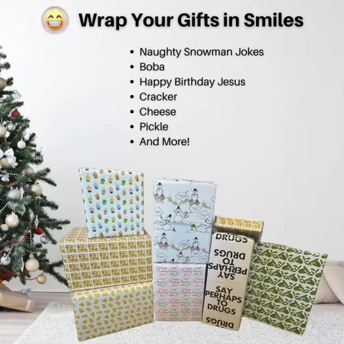 Miniatura 4 de Say Quhaps To Drugs - Juego de papel de regalo divertido Dos papeles de regalo plegados de 20 x 30 pulgadas Diseño único, divertido y original