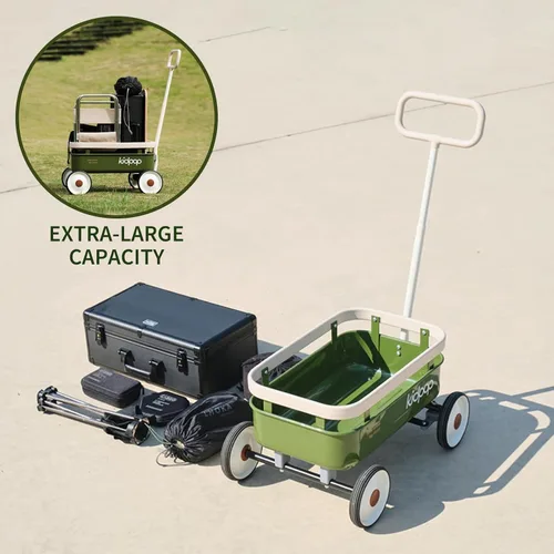 Miniatura 4 de kidpop PULA-Wild Vagón de Arrastre 3 en 1 para Niños, Andador de Empuje para Niños Pequeños de 2.5 a 8 años, Cubierta de Madera Extraíble y Manubrio