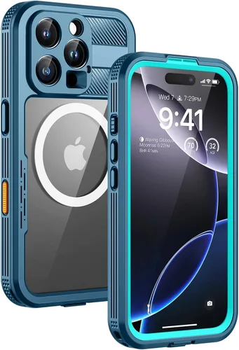 Miniatura 24 de Lanhiem Funda magnética para iPhone 17 Pro Max, IP68 impermeable, a prueba de polvo, compatible con Magsafe, protector de pantalla integrado, cuerpo