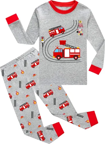 Miniatura 89 de Little Hand Pijamas para niños pequeños, Monster Truck 100% algodón, dinosaurio para niños, 2 piezas, ropa de dormir, conjuntos de ropa de dormir