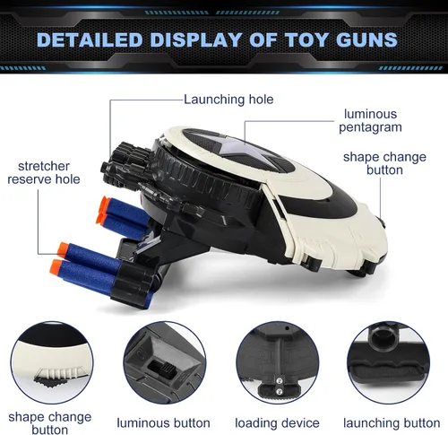 Miniatura 3 de KooRare - Juguetes de escudo que disparan dardos para pistolas - Juguetes para niños superhéroes de 6, 7, 8, 9+ años, juguete de rol con luces