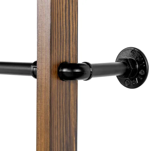 Miniatura 6 de MyGift Toallero Escalera de 4 Niveles Montado en Pared con Estante de Almacenamiento Superior, Soporte de Toalla Colgante de Madera Maciza Rústica