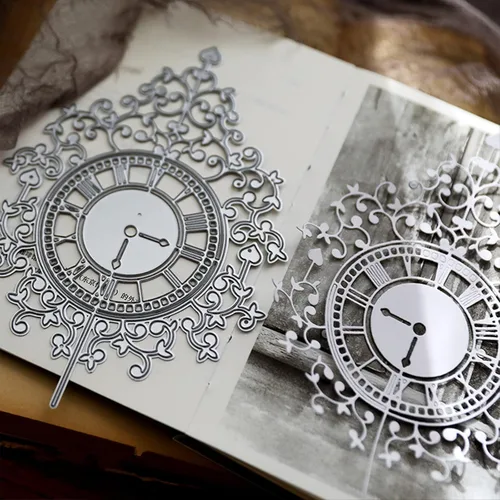 Relojes de encaje grandes con marco de metal troquelado, relojes de flores de encaje, plantillas de marco, tarjetas de manualidades, troqueles de