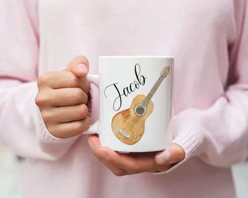 Miniatura 4 de Taza de café de guitarra personalizada, guitarra con nombre personalizado para hombres, mujeres, niñas, taza para amantes de la guitarra, cumpleaños