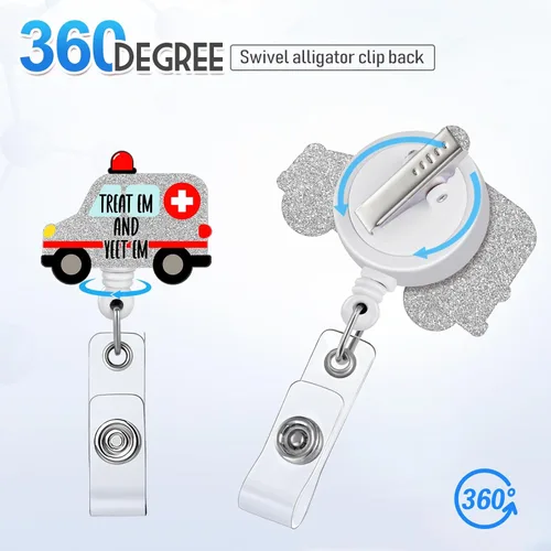 Miniatura 4 de Plifal Soporte retráctil con clip de identificación para enfermera, enfermería, tarjeta de identificación, linda ambulancia, asistente médico