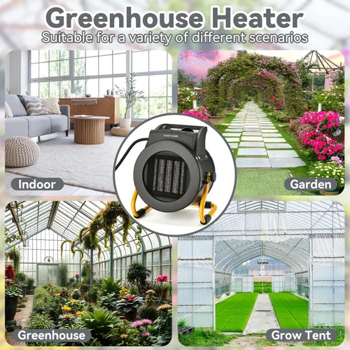 Miniatura 7 de Calentador de invernadero con termostato, calentadores para exteriores para patio, 3 modos para calentamiento rápido de cerámica PTC, protección