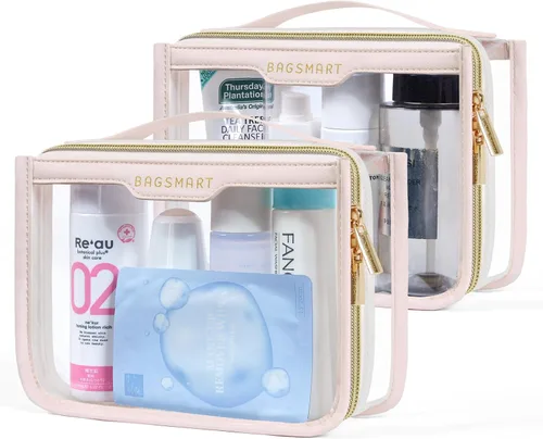 Miniatura 11 de BAGSMART Bolsa de aseo aprobada por la TSA, bolsa de aseo de viaje transparente, bolsa de cosméticos de maquillaje para mujeres, bolsa organizadora