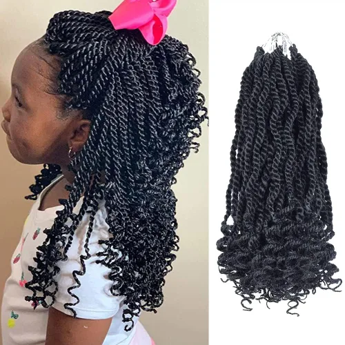 Cabello de ganchillo para niños de 8 pulgadas, cabello de ganchillo para mujeres negras, paquete de 6 paquetes de trenzas senegalesas, extremos