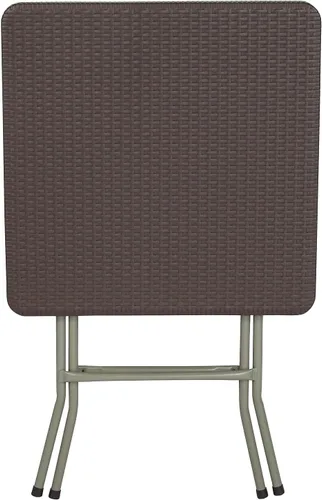 Miniatura 7 de Flash Furniture - Mesa plegable cuadrada de plástico de ratán marrón de 1.95 pies