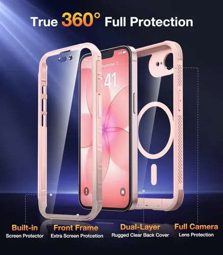 Miniatura 171 de Diaclara Funda diseñada para iPhone 16, mejorada [protección completa de la cámara], carcasa resistente de cuerpo completo con protector de pantalla