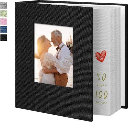 Miniatura 20 de Álbum de fotos Yopih 4x6 100 bolsillos con cubierta de lino, álbumes de fotos para familia, boda, bebé, libro de fotos con capacidad para imágenes