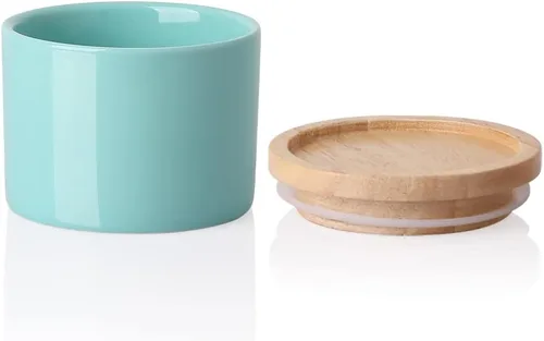 Sweejar Kitchen Canisters - Tarro de cerámica para almacenamiento de alimentos, recipientes apilables con sello hermético y tapa de madera para