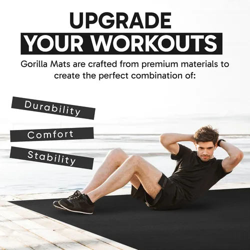 Miniatura 8 de Gorilla Mats Alfombrilla de ejercicio grande de alta calidad, de 6 x 4 x 1/4 pulgadas, ultra duradera, antideslizante, tapete de entrenamiento