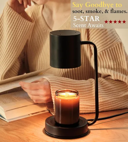 Miniatura 7 de Cozyberry® Querencia™ - Lámpara calentadora de velas, temporizador de 1, 2, 4 horas, 2 bombillas incluidas, compatible con todas las velas, lámpara