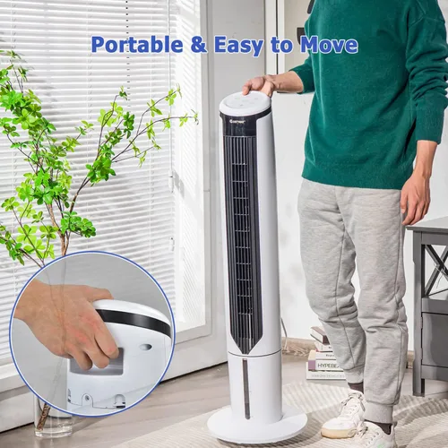 Miniatura 3 de ARLIME Enfriador de aire evaporativo, ventilador de torre de enfriamiento portátil 3 en 1 con control remoto, oscilación de 70°, 3 velocidades