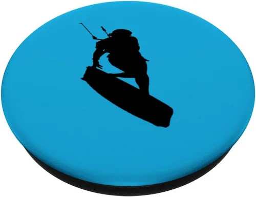 Miniatura 2 de Kitesurfers Freestyle Kite Femenino Jinete Negro Silueta PopSockets Estándar PopGrip