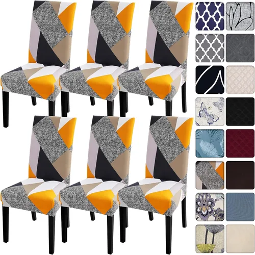 Miniatura 40 de SearchI Juego de 4 fundas para sillas de comedor, elásticas con estampado floral, fundas deslizables para sillas Parsons de spandex, removibles
