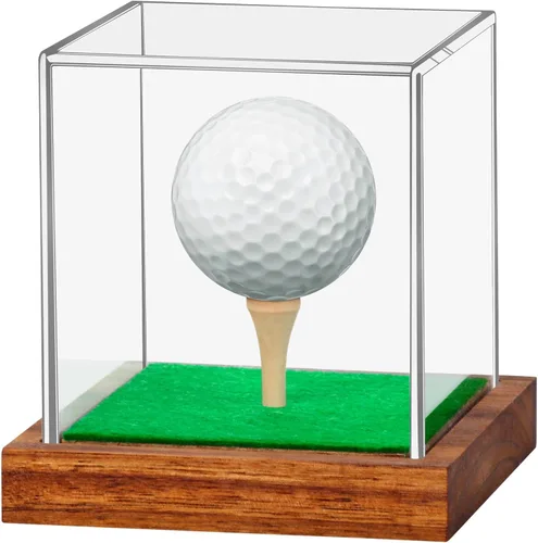 Miniatura 28 de Hooqict Paquete de 4 Estuche de Exhibición de Sóftbol de Acrílico Estuche de Exhibición de Sóftbol Transparente Soporte Protegido contra UV Estuche