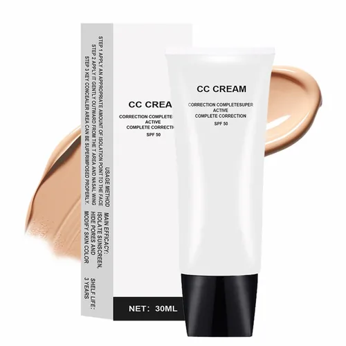 CC Cream Ajuste del tono de piel para piel madura, corrección completa súper activa, ligera, hidratante, SPF 50, 1.0 fl oz (natural, 1.0 fl oz)