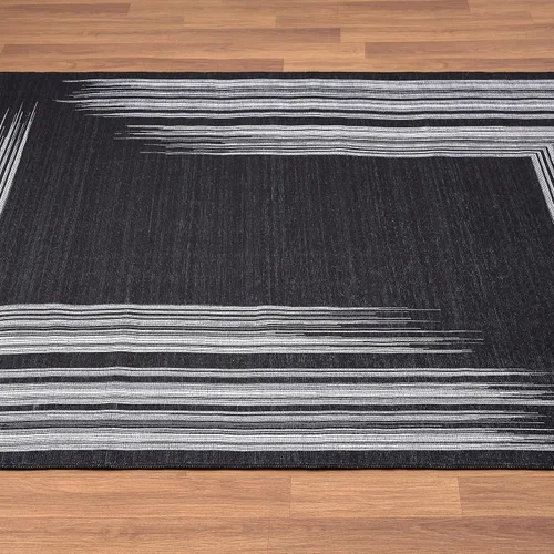 Miniatura 5 de Abani Parker Collection - Alfombra de área, diseño de líneas gris/crema, 4 x 6 pies, fácil de limpiar, duradera para niños y mascotas, no desprende