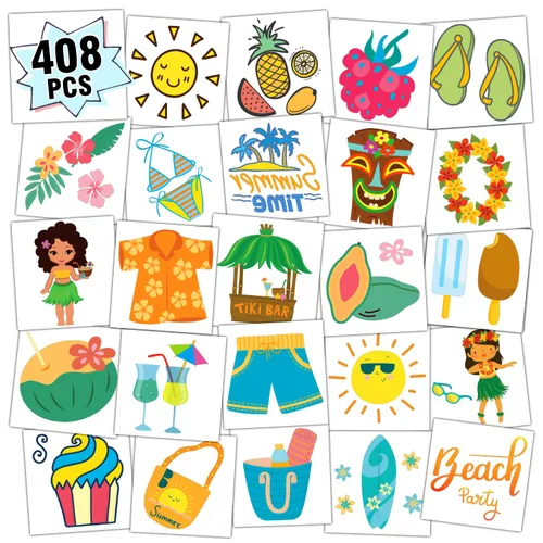 Miniatura 10 de Partywind 408 piezas de tatuajes infantiles para suministros de fiesta, hoja envuelta individualmente, calcomanías de tatuajes temporales para niños