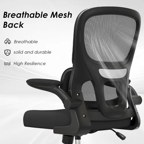 Miniatura 4 de Soohow Silla de oficina, ergonómica de malla con soporte lumbar, cómoda silla de escritorio giratoria para computadora con reposabrazos abatibles